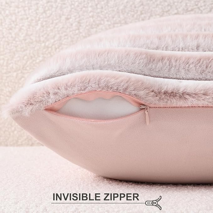 Pallene Faux Fur Plush Throw Pillow Covers 16x16 Set of 2, Luxury Soft Fluffy - Image 3