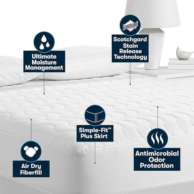 Serta Air Dry Basic Comfort Performance Fabric Quilted Mattress Pad, Cooling - Image 4