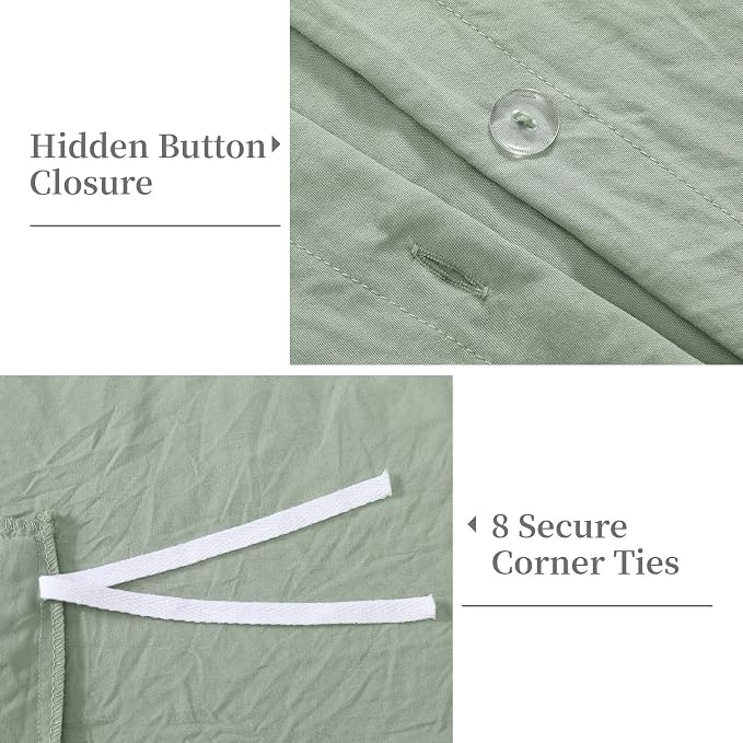 Ruffle Duvet Cover King Size, Sage Green, 104x90 in - Image 4