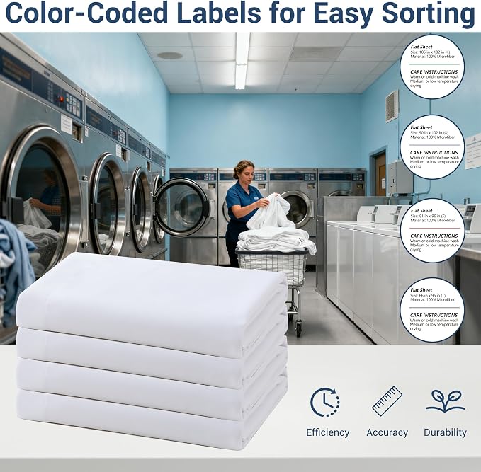 Bulk Full Flat Sheets Only, Color-Coded Hem Threads, Wrinkle-Free Shrinkage - Image 4
