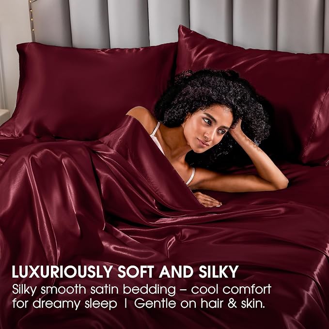 FreshCulture Satin Sheets Twin Size Bed Set - Image 6