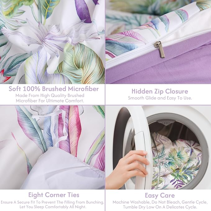 LONAVA King Botaincal 3 Pcs Duvet Cover Set, Breathable Soft Microfiber - Image 7