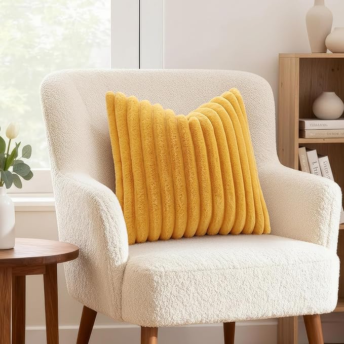 decorUhome Summer Cozy Faux Fur Throw Pillow Covers 20x20 Set of 2 Decorative - Image 4
