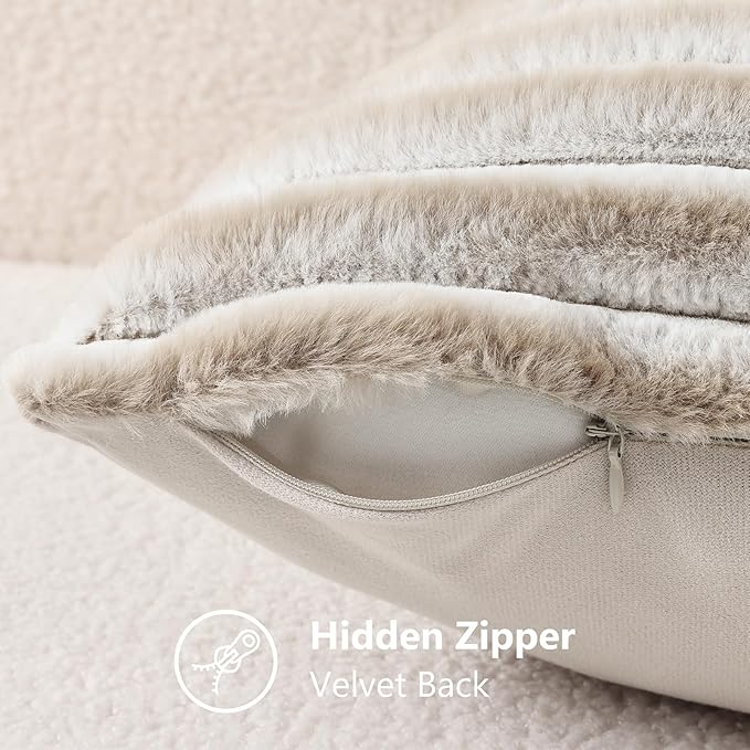 decorUhome Summer Cozy Faux Fur Throw Pillow Covers 12x20 Set of 2 Decorative - Image 8
