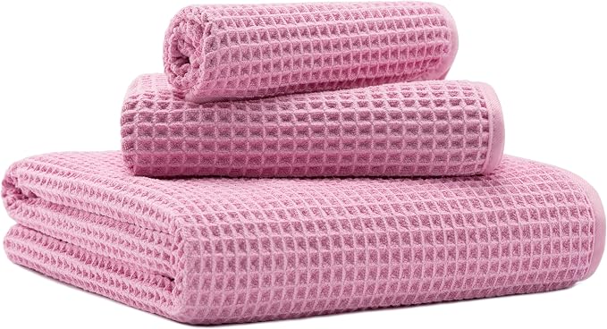 MICROFI Microfiber Waffle Bath Towels, 3 Pieces, Fast Drying, Lint Free by Unknown