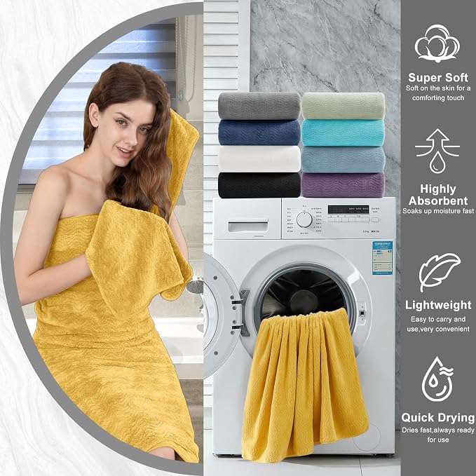 4 Piece Extra Large Bath Towel 35"x70" Oversized Bath Sheet Bath Towel Set - Image 8