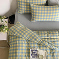 mixinni Plaid Duvet Cover Set Queen Yellow by mixinni