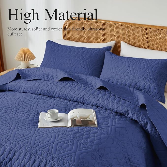 akkialla King/Cal King Size Quilt Bedding Set, Modern Style Geometric Pattern - Image 3