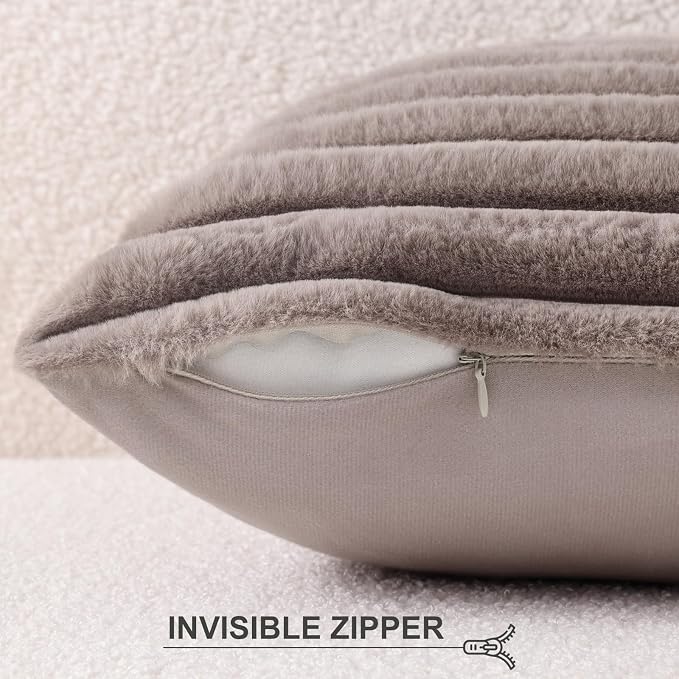Pallene Faux Fur Plush Throw Pillow Covers 22x22 Set of 2, Luxury Soft Fluffy - Image 3