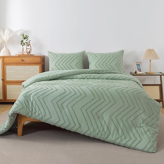 Andency Sage Green Comforter Full, Boho Soft Fluffy Warm Lightweight Bedding - Image 2
