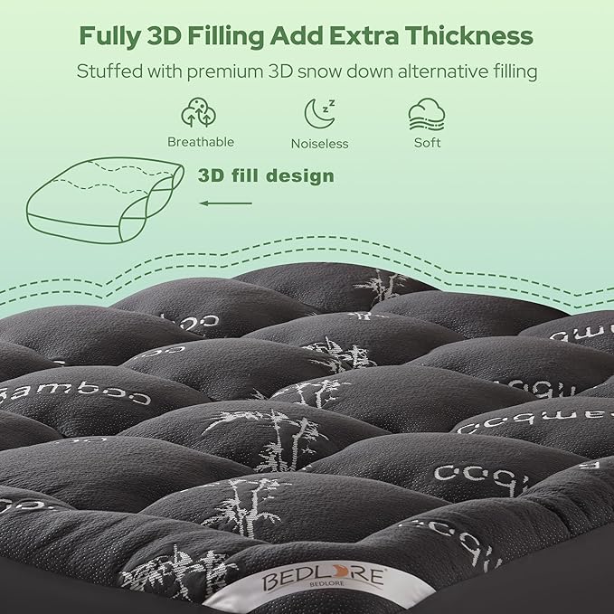 BEDLORE California King Mattress Topper Viscose Derived from Bamboo, Thick - Image 5