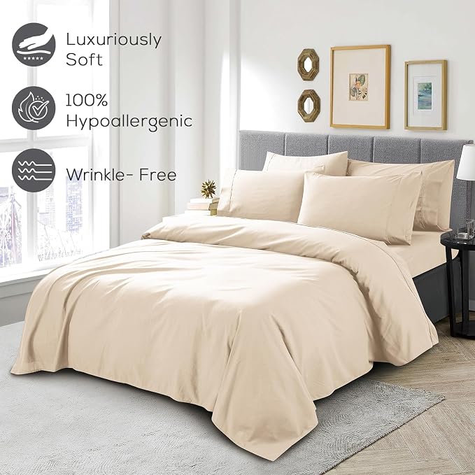 Mueller Luxury 6 PC Full Size Bed Sheets, Super Soft 1800, Deep Pocket up to - Image 5