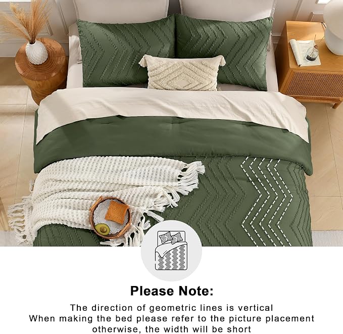 Andency Olive Green Oversized Super King Plus Comforter Set 128x120, Extra - Image 5
