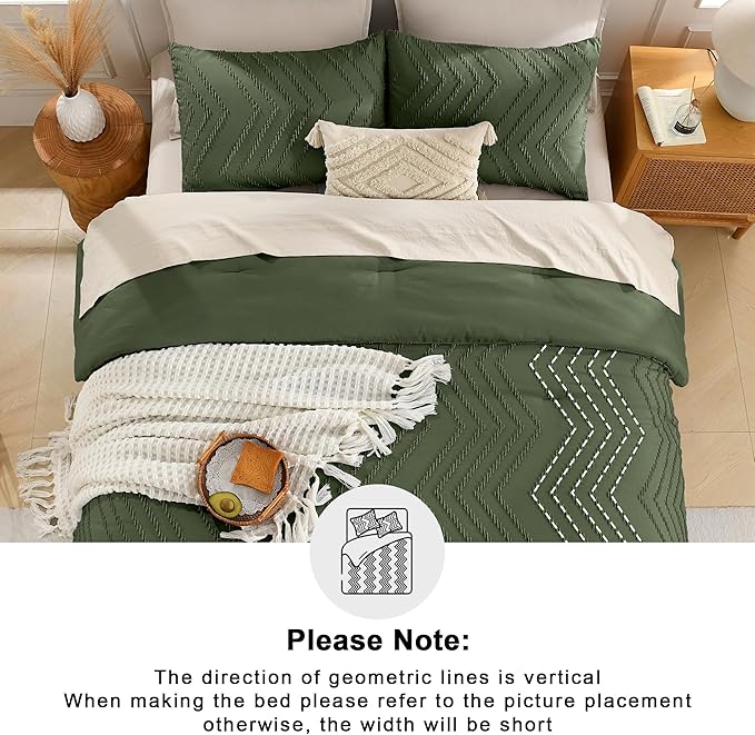 Andency Olive Green Oversized Super King Comforter Set 120x120, Extra Large - Image 5