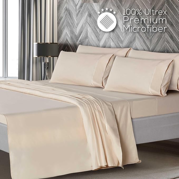 Mueller Luxury 6 PC Full Size Bed Sheets, Super Soft 1800, Deep Pocket up to - Image 3