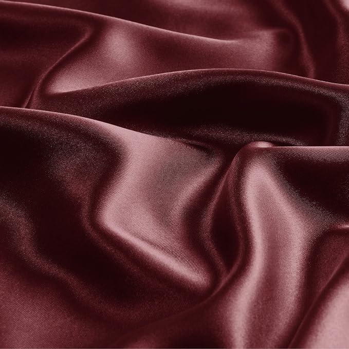 BEDELITE Satin Pillowcase with Zipper, Burgundy Pillow Cases Queen Size Set of 2 - Image 3