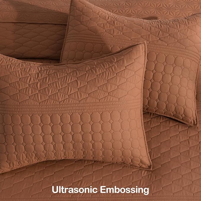 HORIMOTE HOME Burnt Orange Twin Size Quilt Set - Image 6