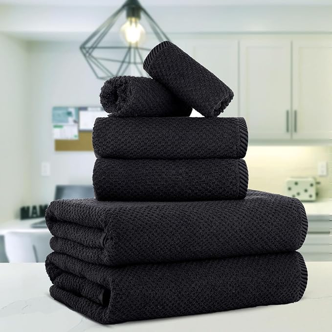 CASA COPENHAGEN Popcorn 6Pcs 100% Egyptian Cotton Large Designer Towels Gift - Image 2