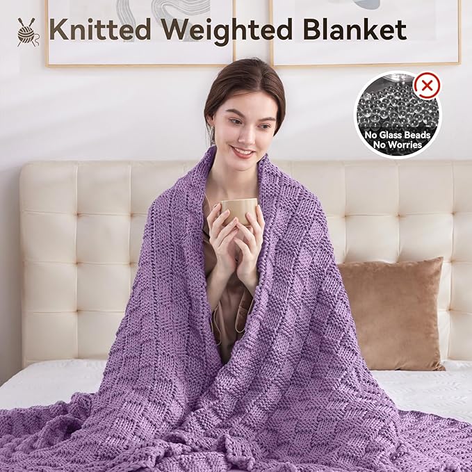 Knitted Weighted Blanket Adults, No Beads Heavy Blanket 36” x 48'' 3lbs - Image 5