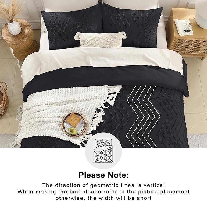 Andency Black Comforter Full Size, Boho Soft Fluffy Warm Lightweight Bedding - Image 5
