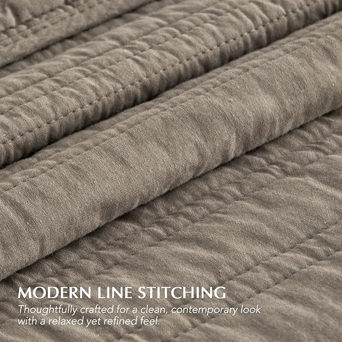 EVERGRACEHOME 100% Cotton Modern Lines Quilt Set Queen Size, Pre-Washed Soft - Image 4
