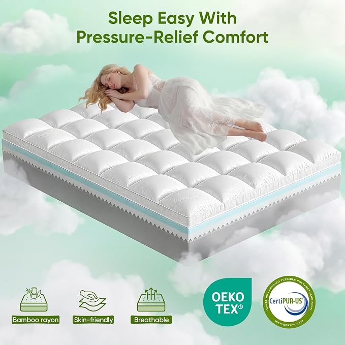 5 Inch King Size Mattress Topper, Memory Foam Mattress Toppers-2.5" Gel Cooling - Image 7
