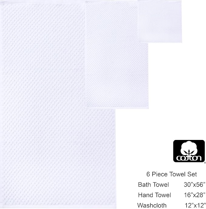 COTTON CRAFT Waffle 6 Piece Towel Set - Image 7