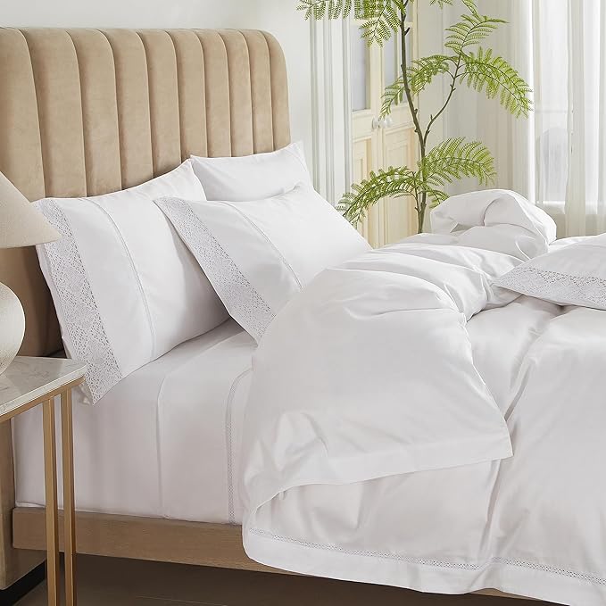 100% Cotton Lace Pillow Cases King Size Set of 2 - Image 7