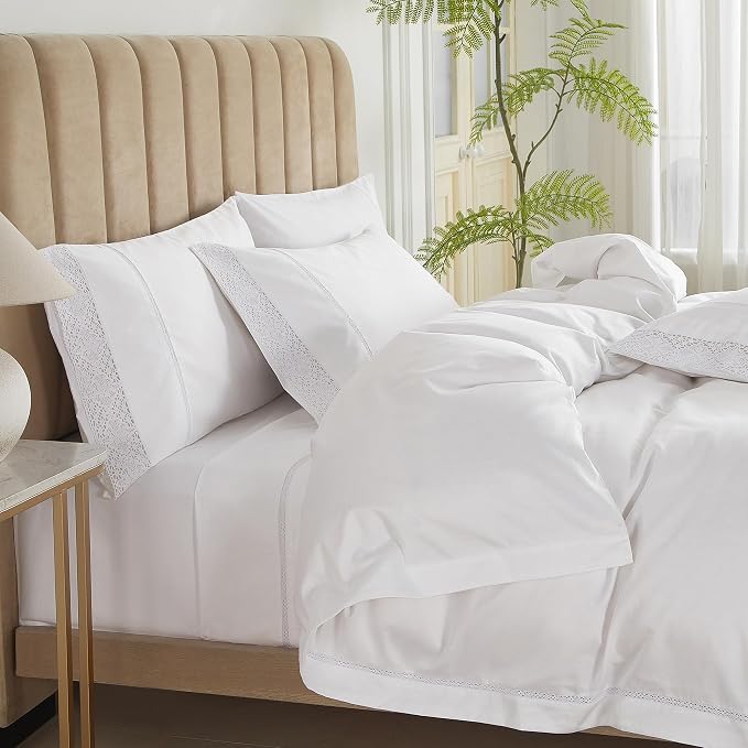 White Lace Pillowcases Standard Size Set of 2, 100% Cotton White Eyelet Pillow - Image 7