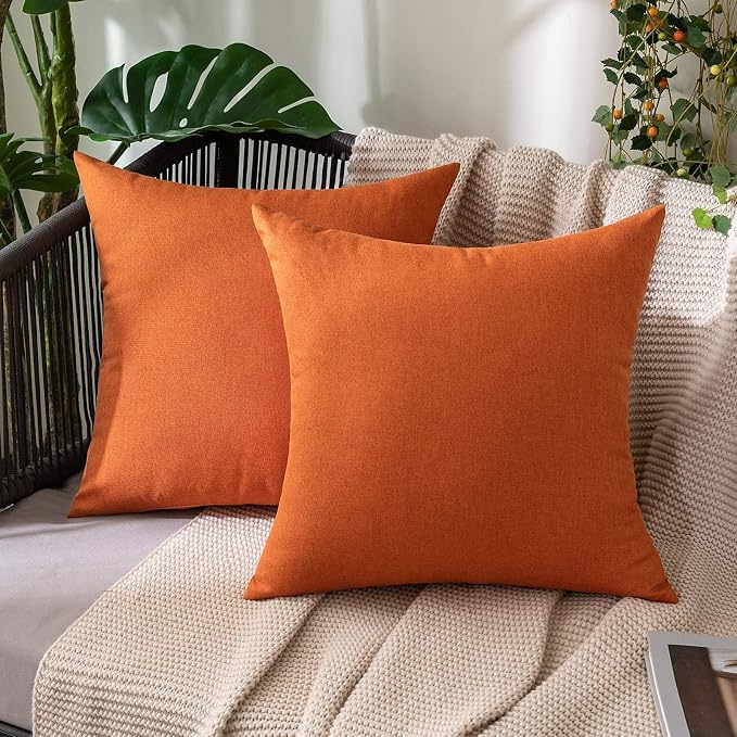 MIULEE Pack of 2 Decorative Outdoor Solid Waterproof Throw Pillow Covers Faux by MIULEE