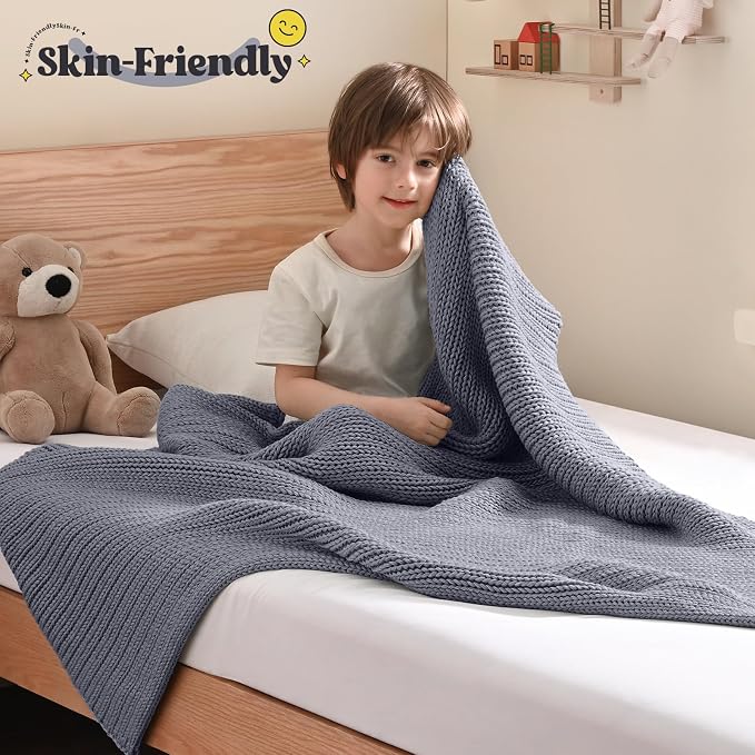 Guohaoi Knitted Weighted Blanket Kids No Beads Cooling Heavy Blanket, Home - Image 2