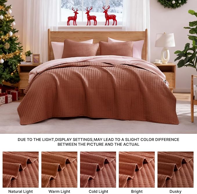 WRENSONGE Queen Quilt-3 Pieces Lightweight Autumn Leaf Fall Bedspreads Queen - Image 7