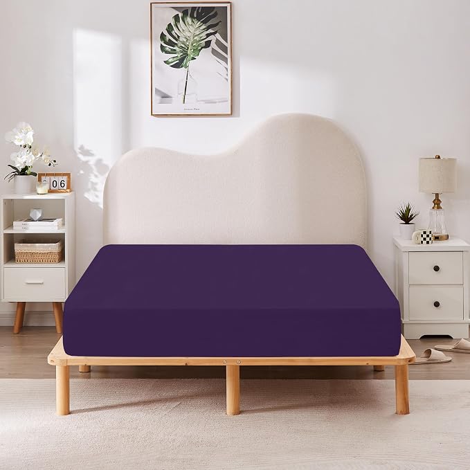 HBHLFZ Queen Fitted Sheet Only, Soft Breathable Bottom Sheet - Image 6