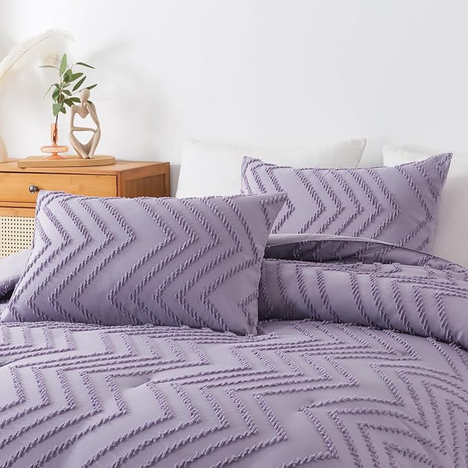 Andency Purple Comforter Set Full Size, Boho Girls Women Lavender Soft Fluffy - Image 6