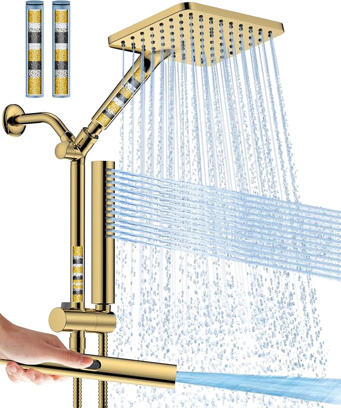 Filtered Shower Head with Handheld Spray Combo High Pressure Rain Shower Head by HOMBETER