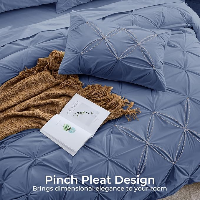 Sasttie King Size Comforter Set, 7-Piece Bed in a Bag, Pintuck Bedding Set - Image 4
