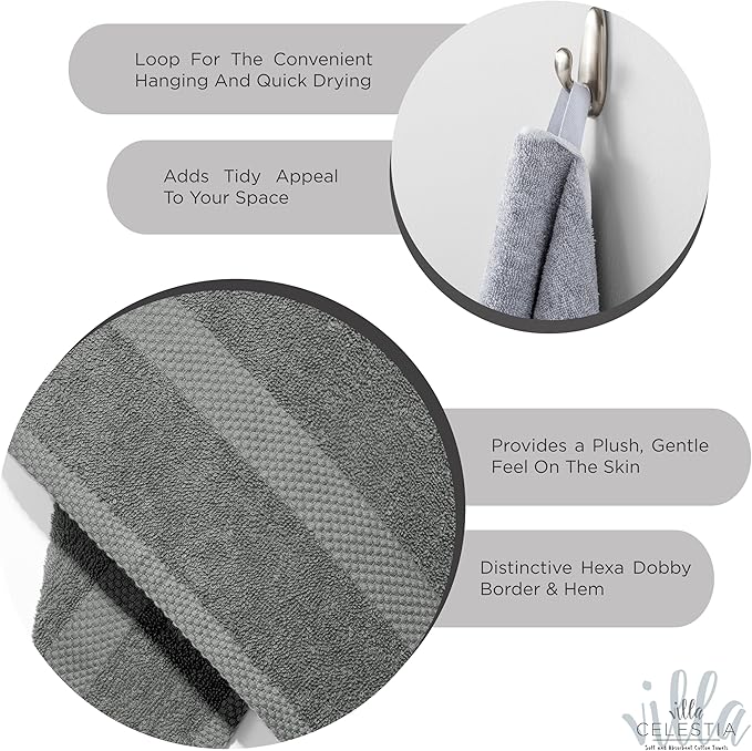 100% Combed Cotton Bathroom Towel Set of 8- 2 Bath Towels, 2 Hand Towels - Image 4