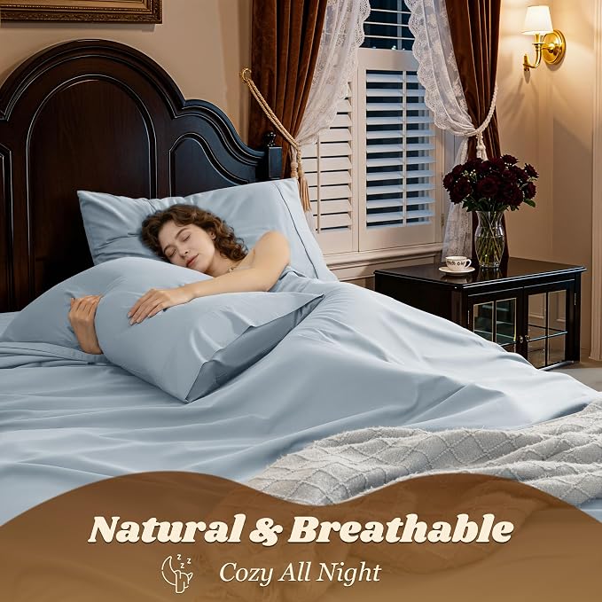 LBRO2M 1000 Thread Count 100% Egyptian Cotton Sheets Set Queen Size, 4 Piece - Image 5