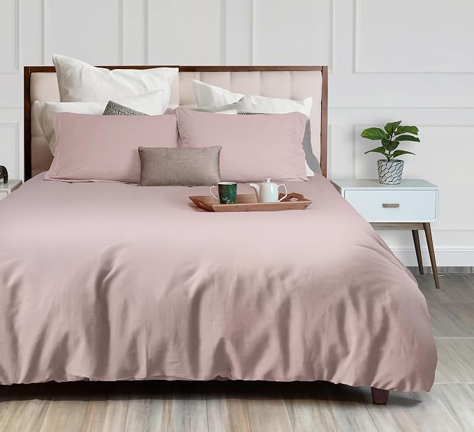 White Classic Pink Duvet Cover King Size, Microfiber Duvet Cover - Image 3