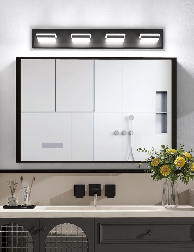 VOLISUN Modern 30-Inch Black Bathroom Vanity Light Fixtures, Cool White LED - Image 2