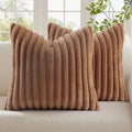 decorUhome Cozy Faux Fur Throw Pillow Covers 26x26 Set of 2 Decorative Soft by decorUhome
