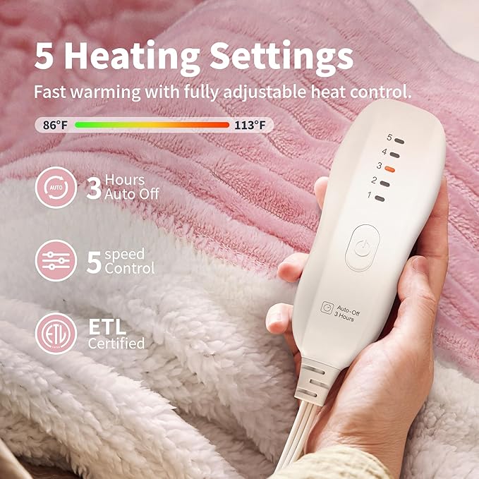 Texciting Heated Blanket Electric Blanket Throw 50”X60”-Heating Throw - Image 3