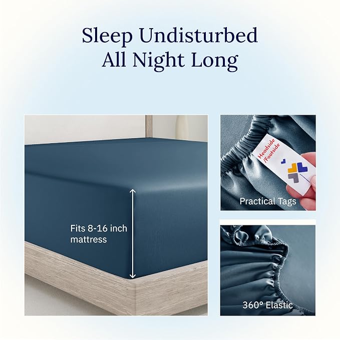 California Design Den Deep Full Size Fitted Sheet, Deep Pocket Soft 400 Thread - Image 5