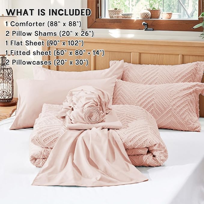 Zzlpp Queen Comforter Set 7 Pieces, All Season Boho Bedding Sets - Image 5