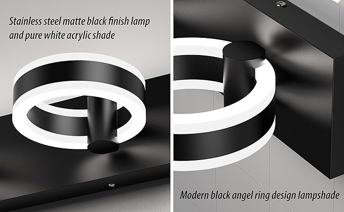 LED Bathroom Light Fixtures, 33inch Black Vanity Lights, Modern 4 Light Acrylic - Image 3