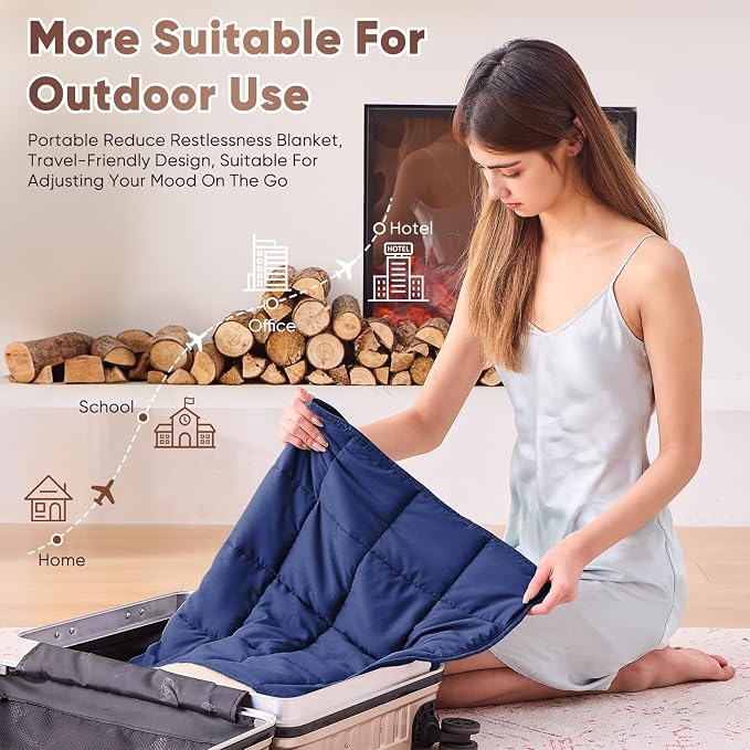 Weighted Lap Blanket for Adults 7lbs, Portable Travel Weighted Blankets - Image 5