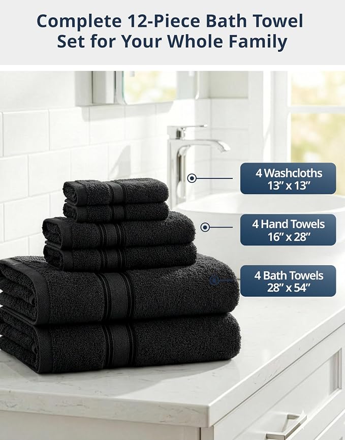 LANE LINEN 12 Piece Premium Towels - Image 4