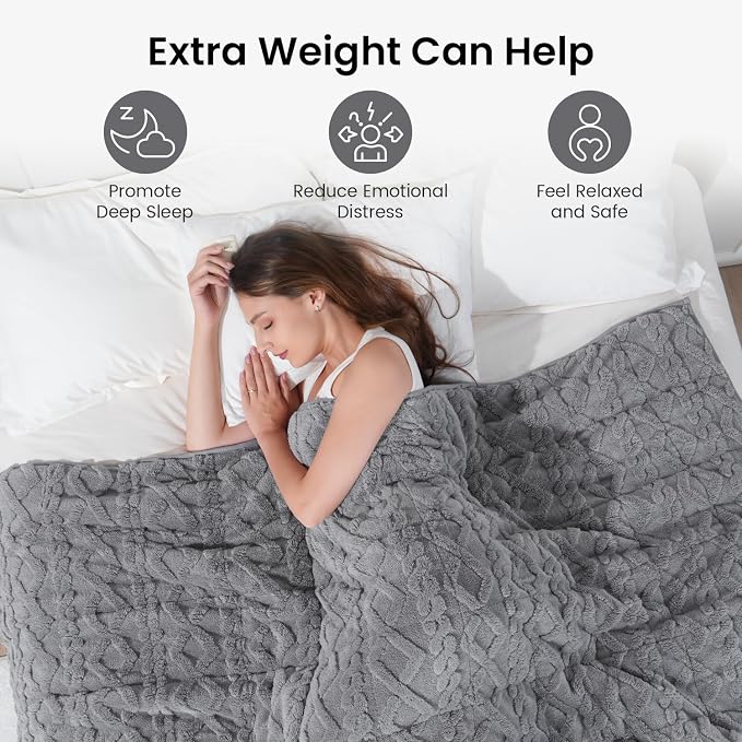 Weighted Blanket Queen Size 17lbs, Ultra-Warm Thick Sherpa Weighted Blankets - Image 2