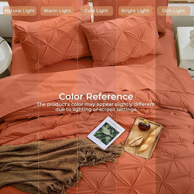 Sasttie Full Size Comforter Set, 7-Piece Bed in a Bag, Pintuck Bedding Set - Image 8