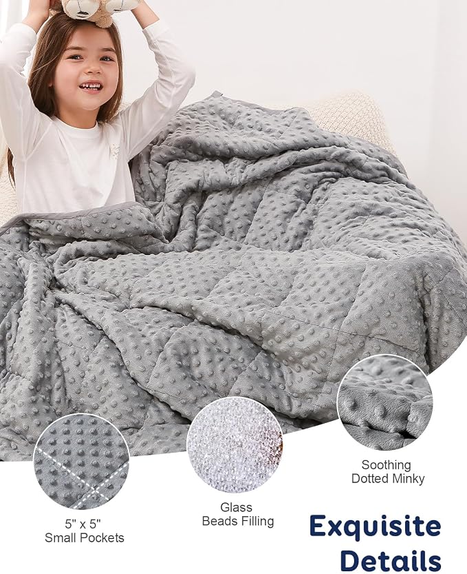 Kivik Weighted Blanket 7lbs, Small Minky Dotted Blankets, Soft Heavy Blanket - Image 4